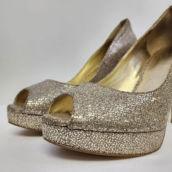 Michael Kors Platform Pumps Gold Shimmer 8.5 - Picture 3 of 8